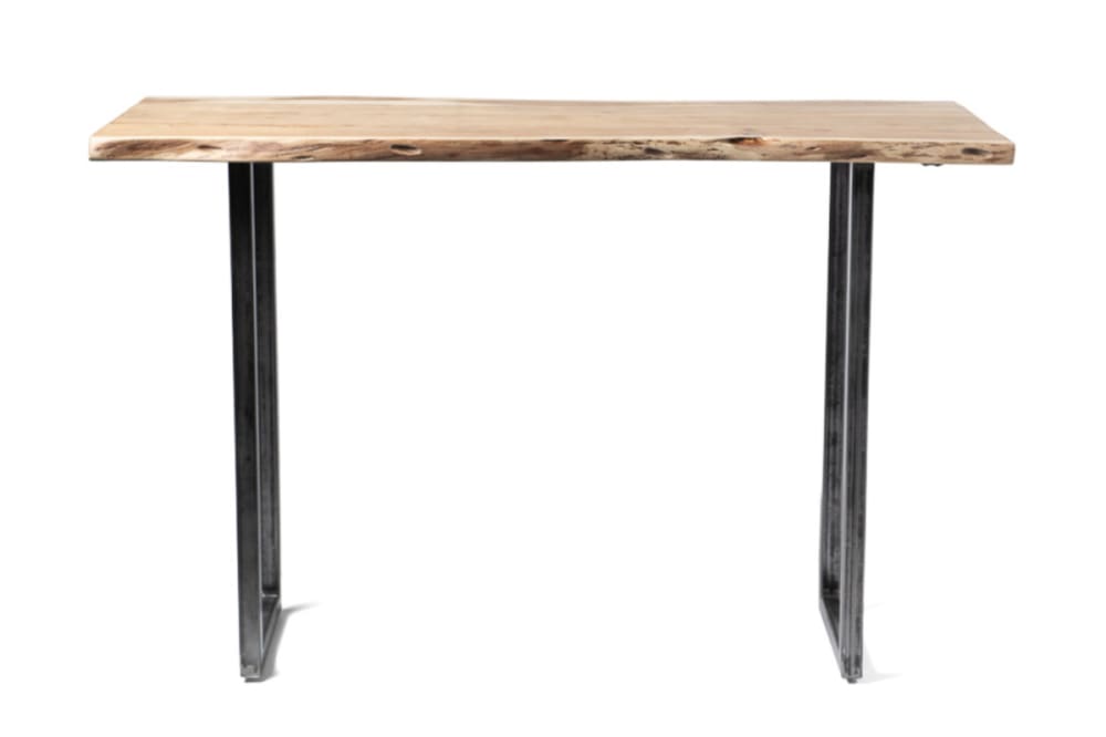 Mathi Design Stehtisch Akazienholz und gebürstetes Metall style modern Beige