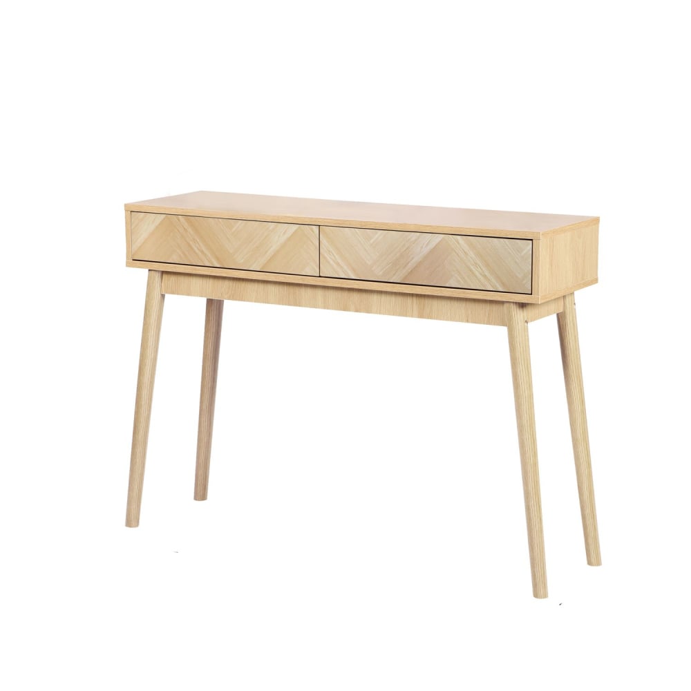 Toilinux Console 2 tiroirs de rangement design moderne shelby beige style contemporain Beige Bois - 100x75x30cm