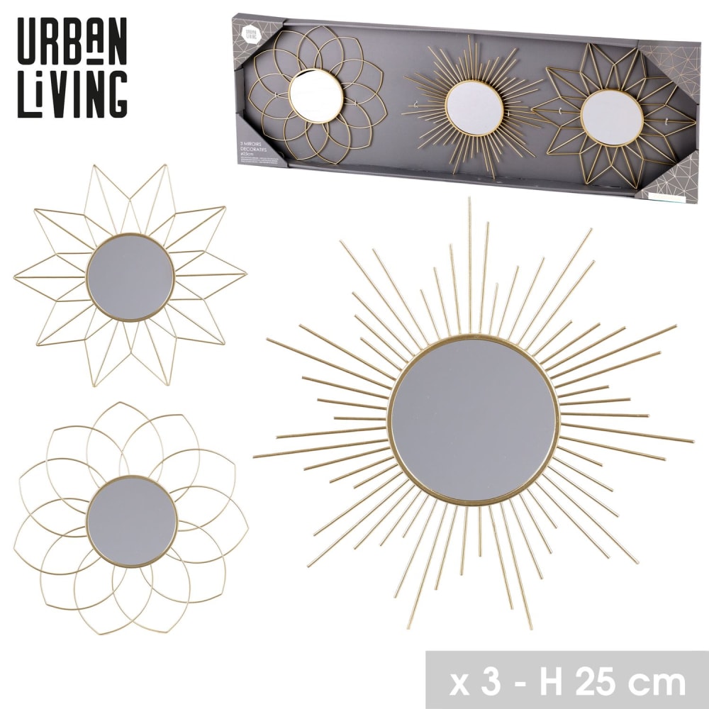 Set de 3 miroirs gold doré