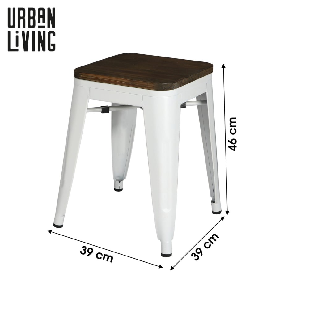 Tabouret en bois et métal design vintage liv blanc - Maisons du Monde