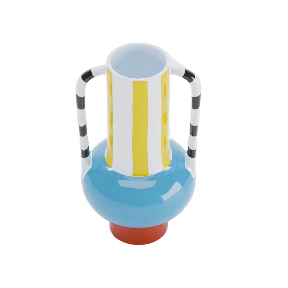 Vase décoratif en céramique rayée avec poignée — vue 4