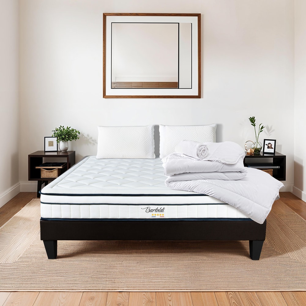 Prêt à dormir matelas sommier bois 160x200 - Maisons du Monde
