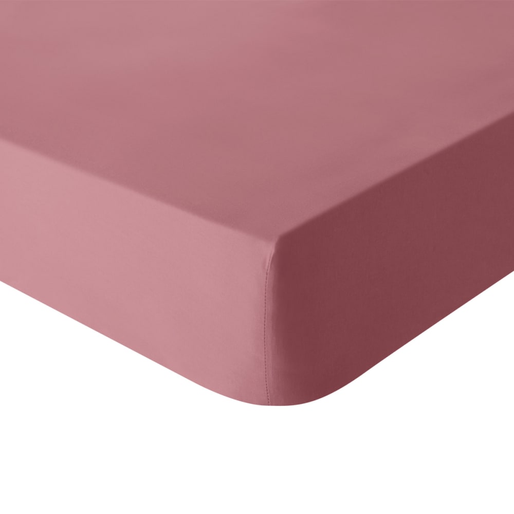 Drap housse en coton rose 180x200