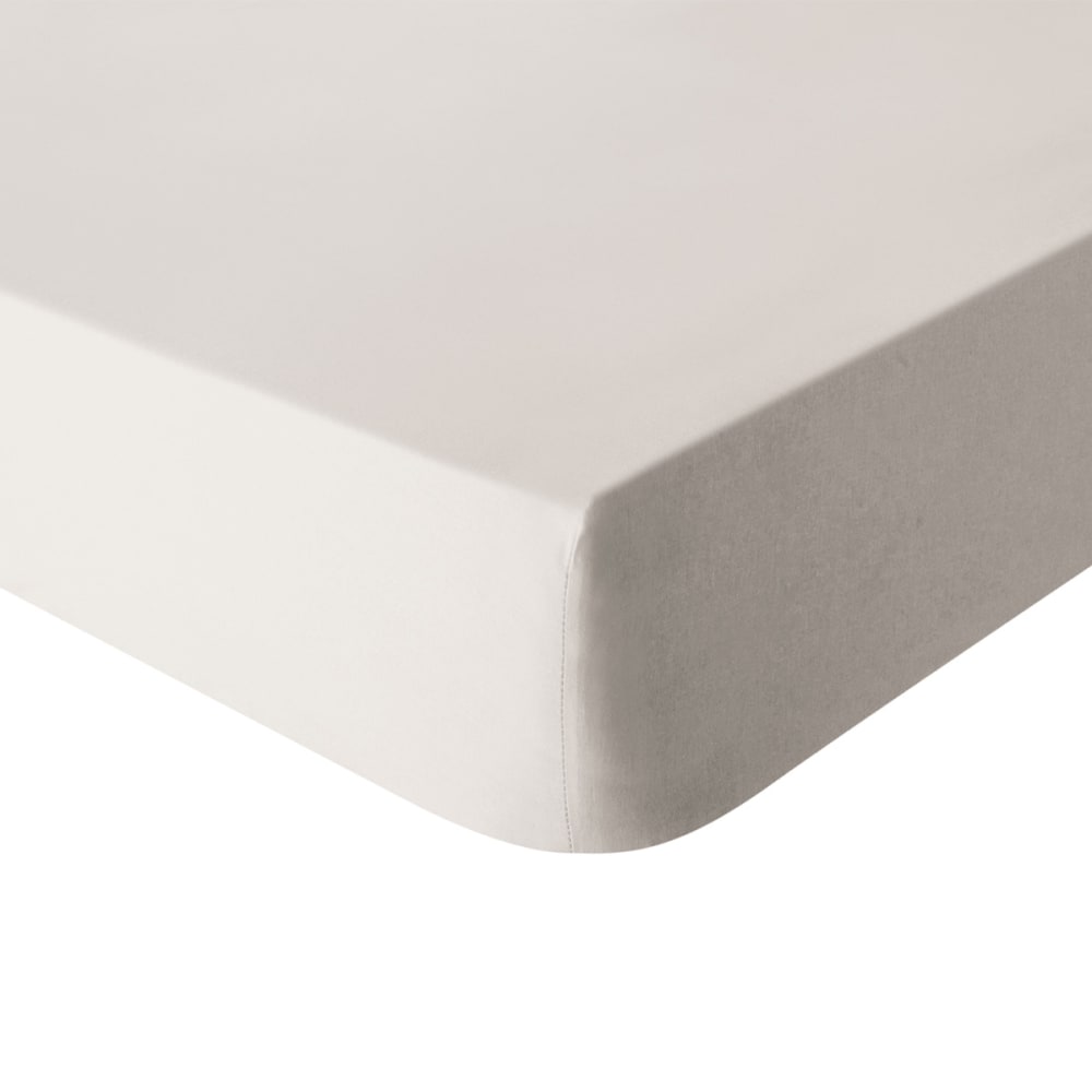 Drap housse en coton beige 140x190