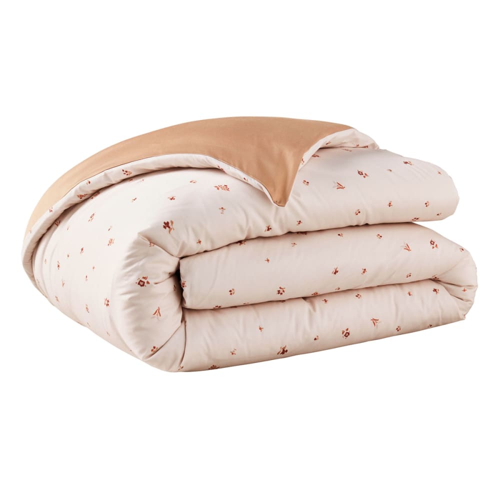 Parure de lit imprimée en satin de coton beige 240x220 - Maisons du Monde