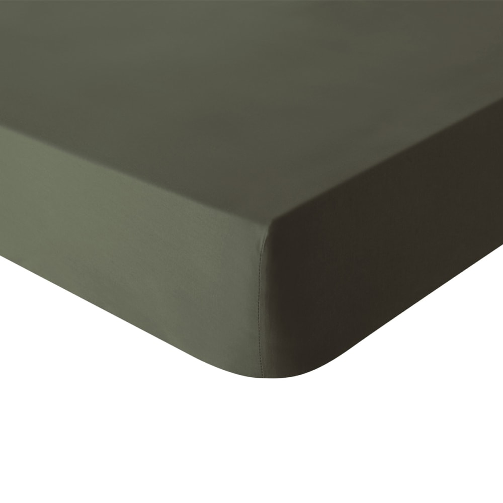 Drap housse en coton vert 160x200