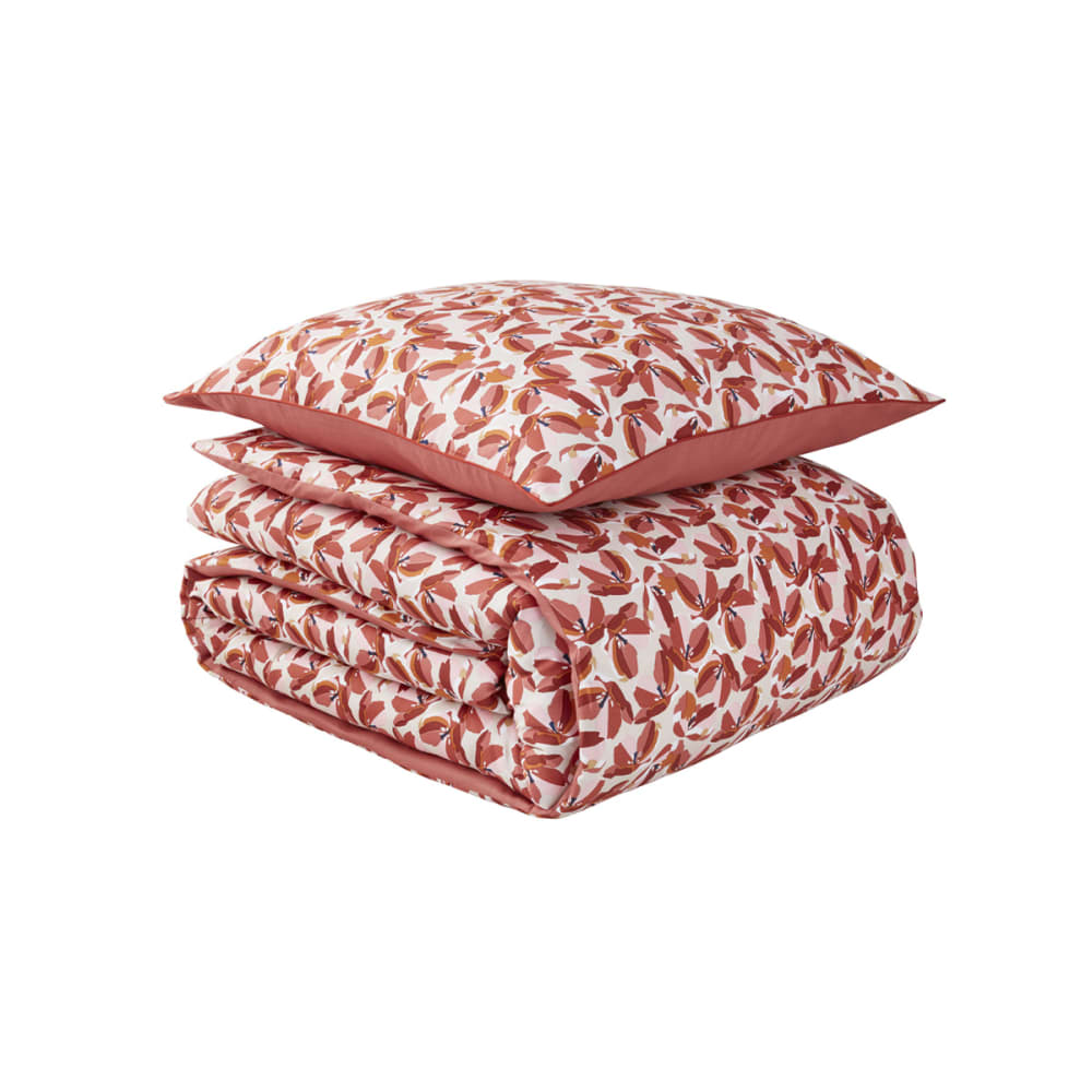Parure de lit en percale de coton rouge 140x200 — vue 3