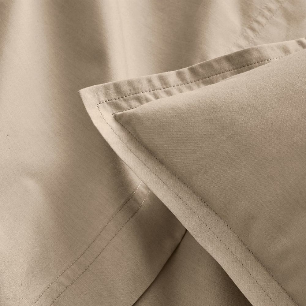 Parure de lit en percale de coton beige lin 140x200 — vue 4