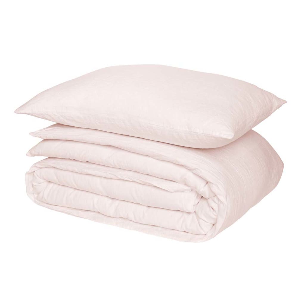 Parure de lit unie en lin rose 240x220 — vue 3