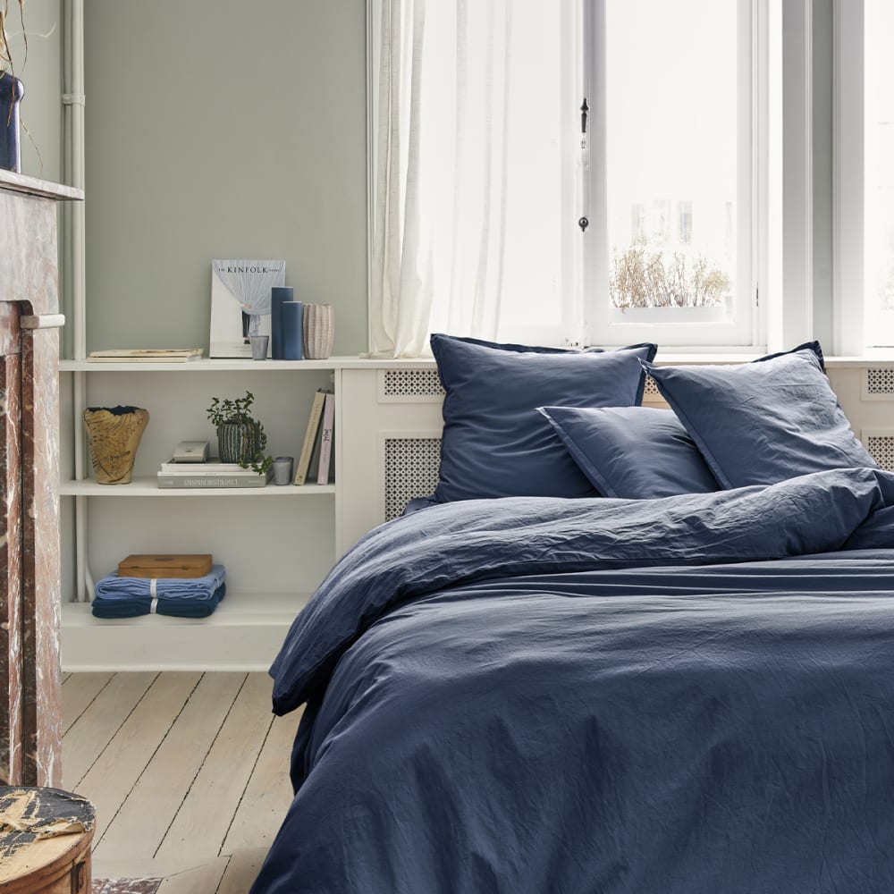 Housse de couette en coton bleu 200x200