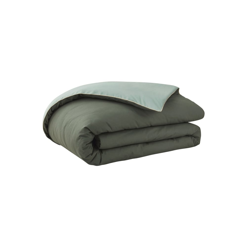 Housse de couette bicolore en coton vert 140x200 - Maisons du Monde