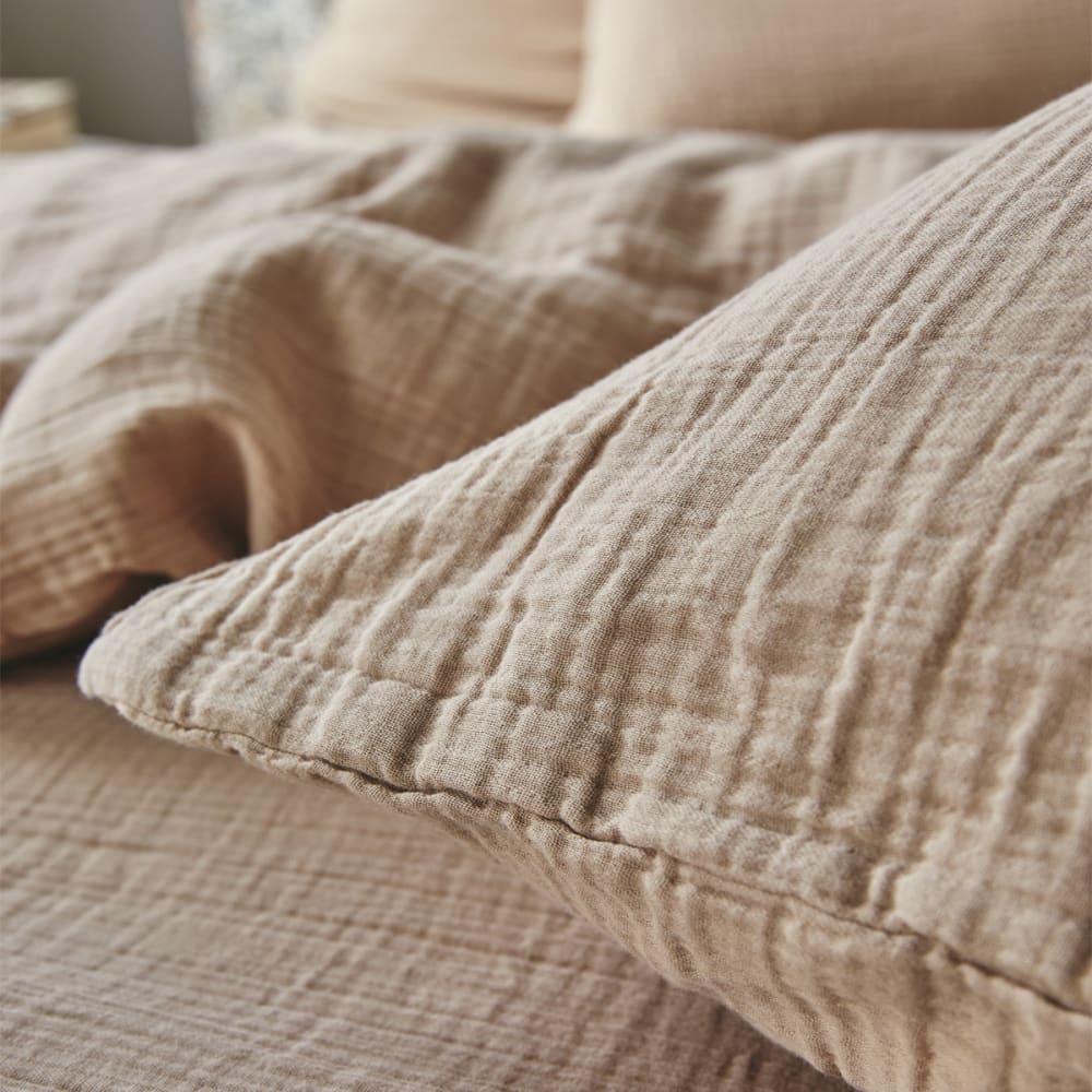Housse de couette en gaze de coton beige 240x220 — vue 4
