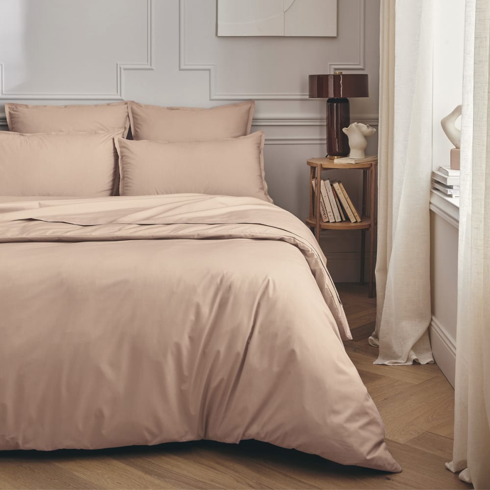 Taie de traversin en percale de coton rose 43x230 — vue 3