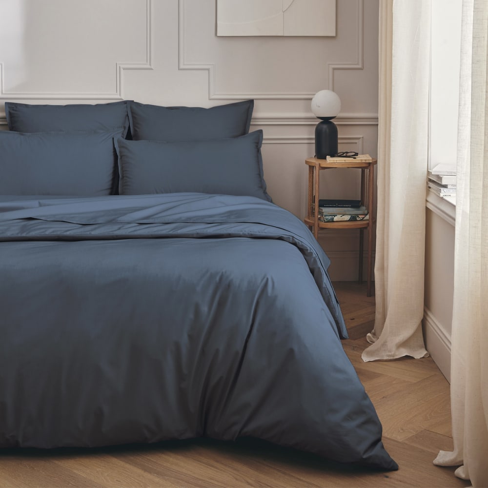 Taie d'oreiller en percale de coton bleu nuit 65x65 — vue 3