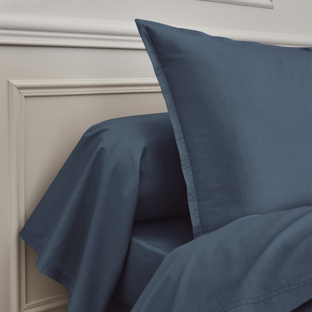 Taie d'oreiller en percale de coton bleu nuit 65x65 — vue 4