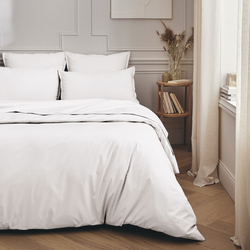 Taie de traversin en percale de coton blanc 43x190 — vue 3