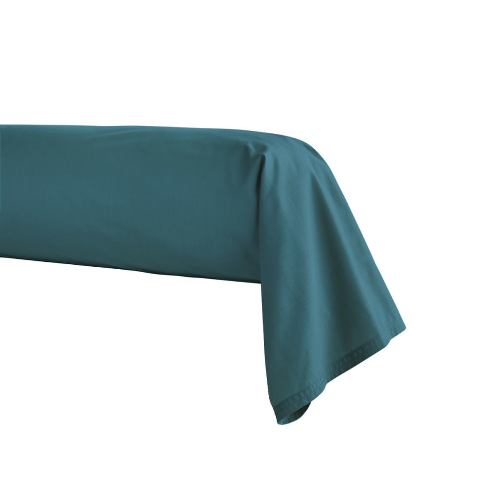 Taie de traversin en percale de coton bleu 43x190