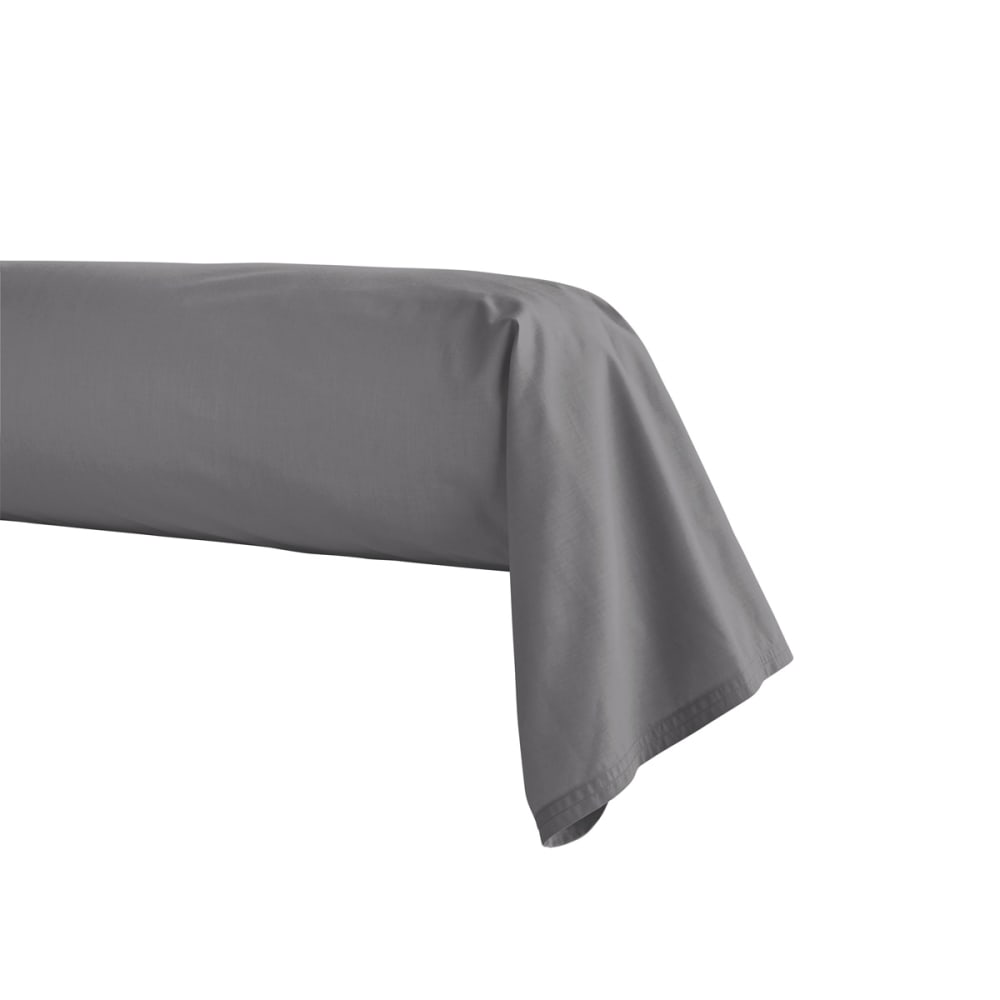 Taie de traversin en percale de coton gris 43x230