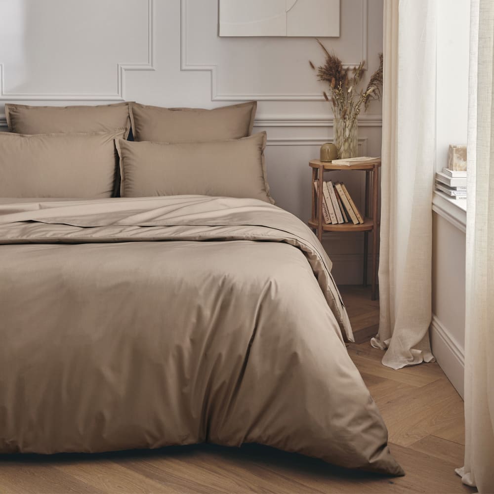 Taie d'oreiller en percale de coton taupe 65x65 — vue 3