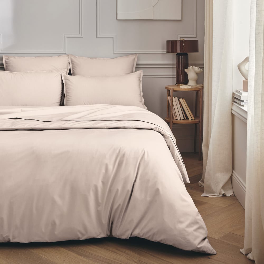 Taie de traversin en percale de coton rose 43x190 — vue 3