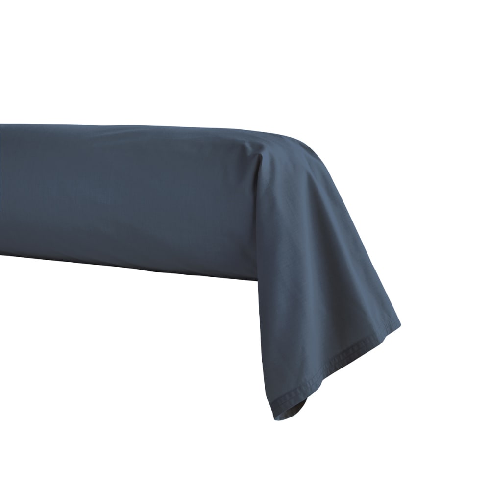 Taie de traversin en percale de coton bleu nuit 43x190