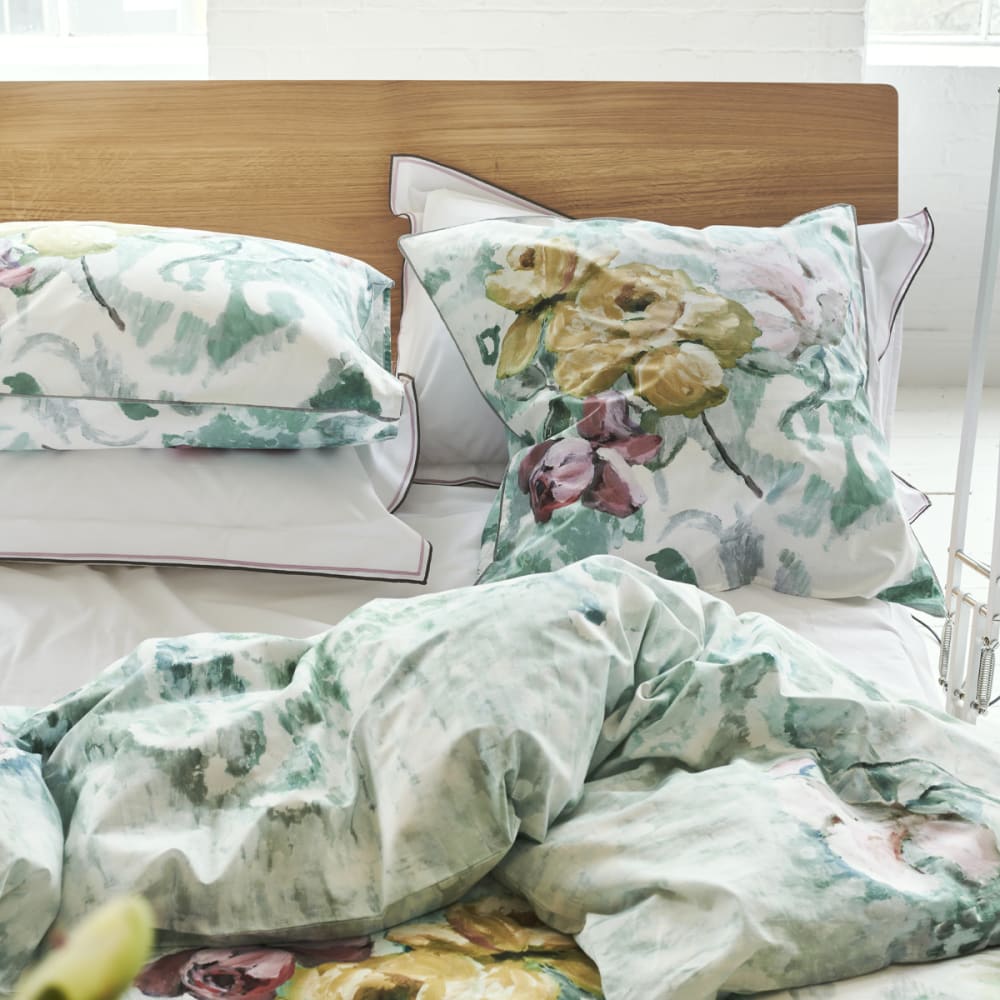 Taie d'oreiller imprimée en percale de coton vert 65x65 — vue 4