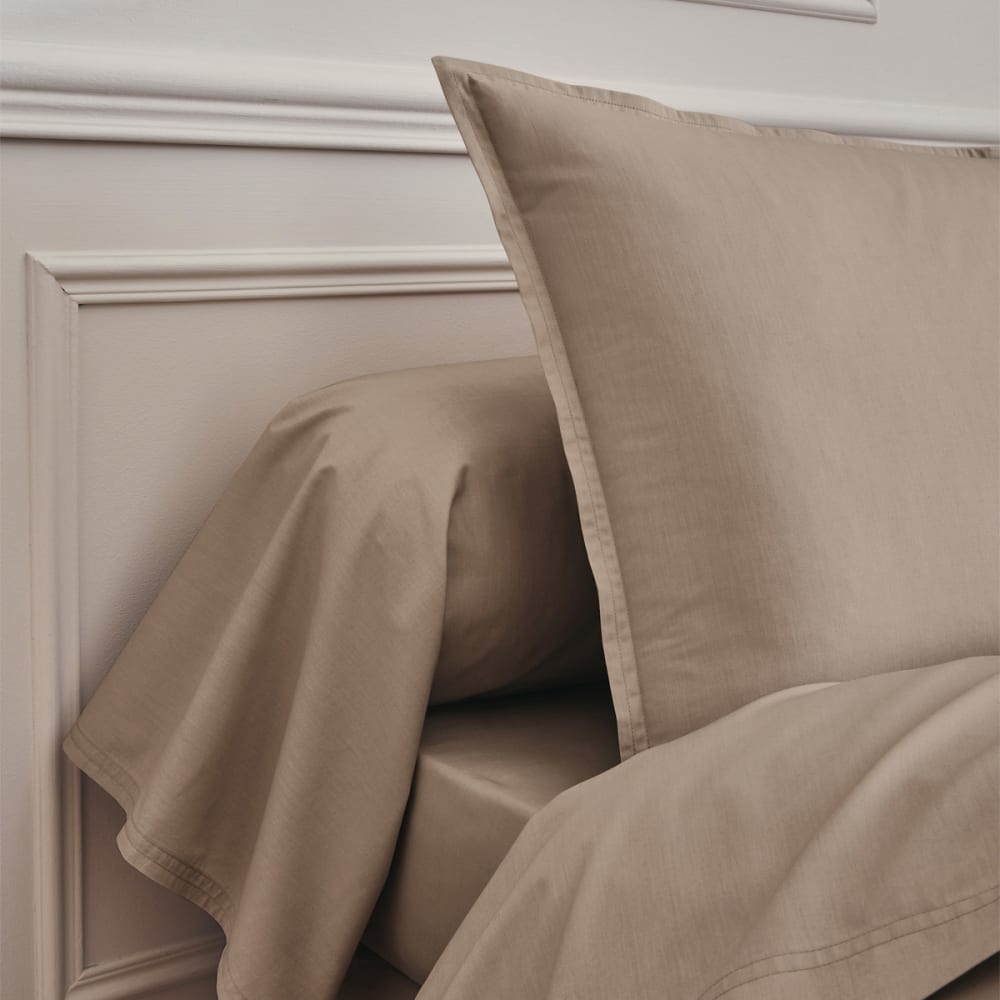 Taie de traversin en percale de coton taupe 43x190 — vue 4