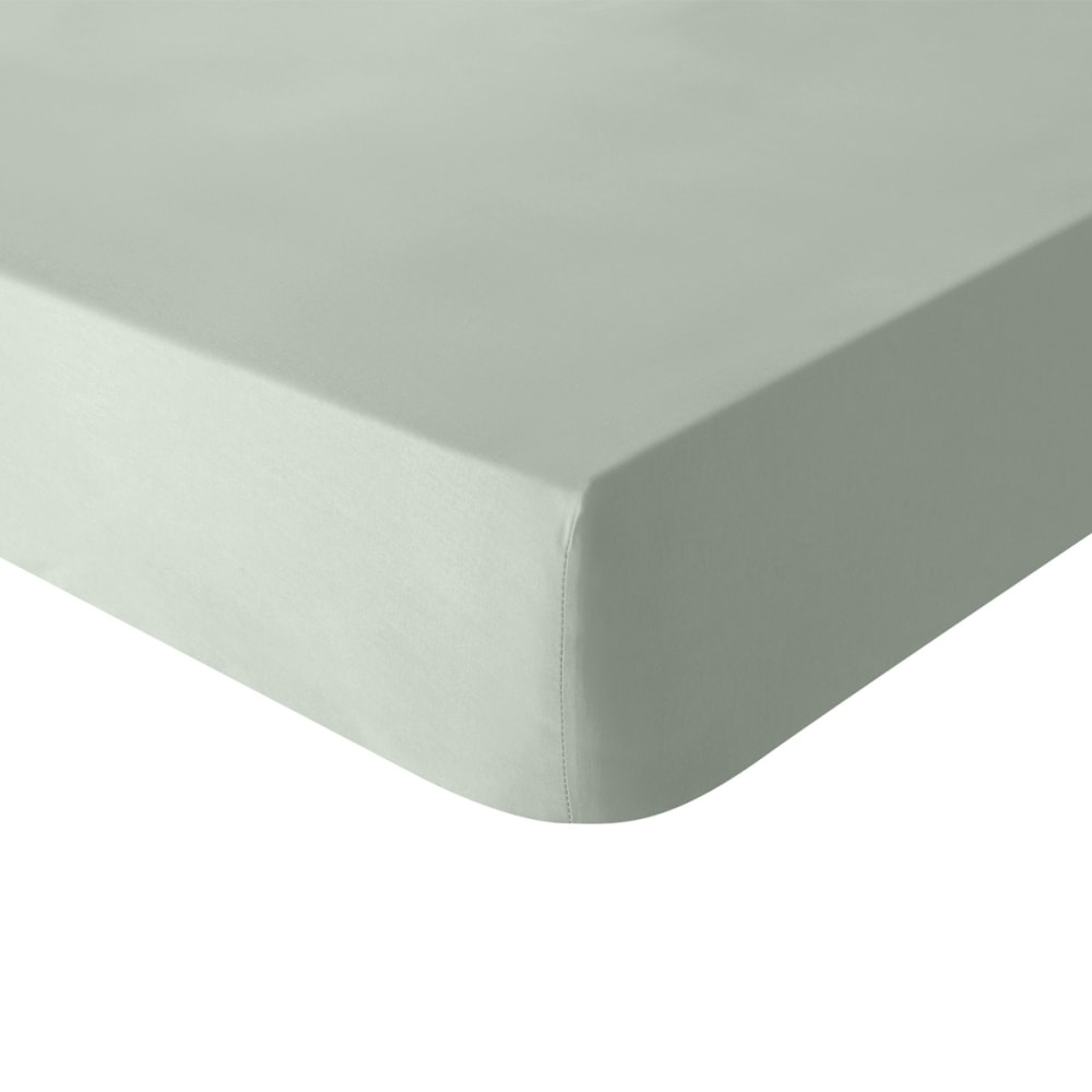 Essix Drap housse en coton vert 140x200 style contemporain