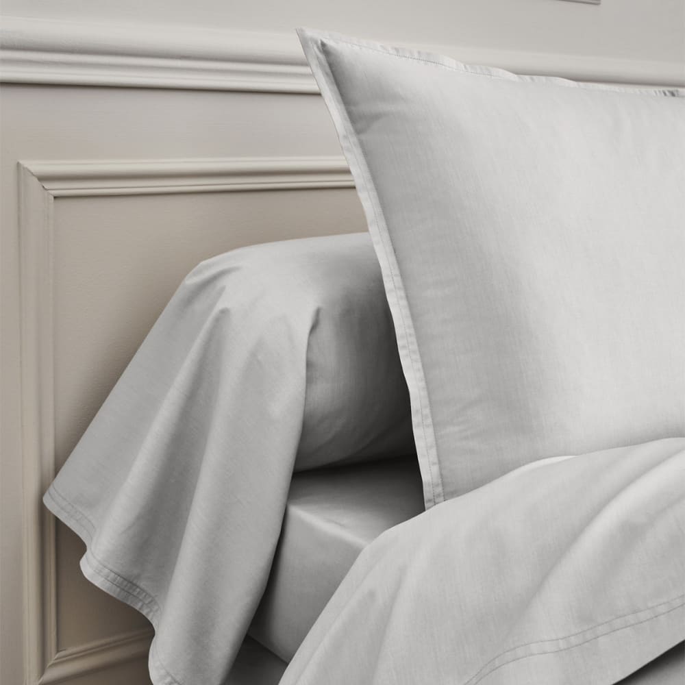 Drap housse en percale de coton gris galet 180x200 — vue 4