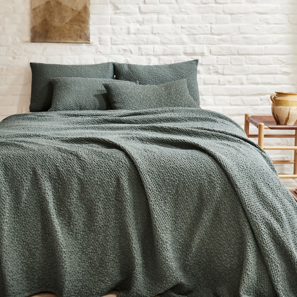 Couvre lit en coton vert 260x240 - Maisons du Monde