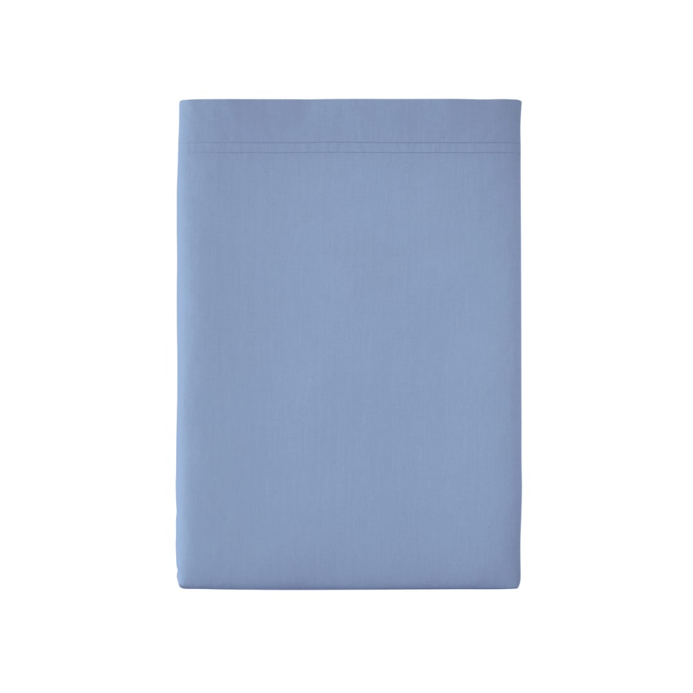 Drap plat en percale de coton bleu olympe 180x290