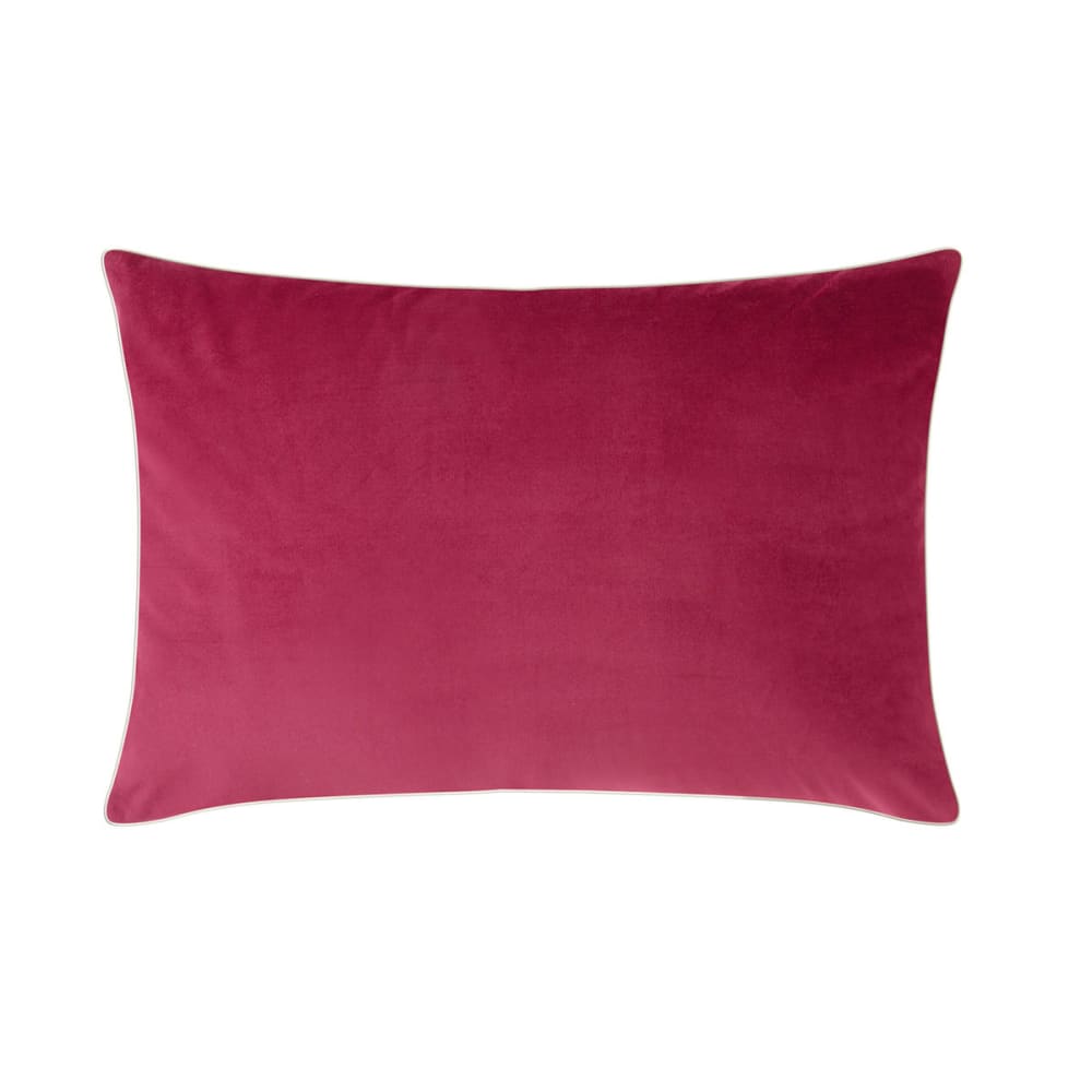 ESSIX Housse de coussin unie en coton de la gamme Gatsby, un magnifique velour orné d'un passepoil doré.
