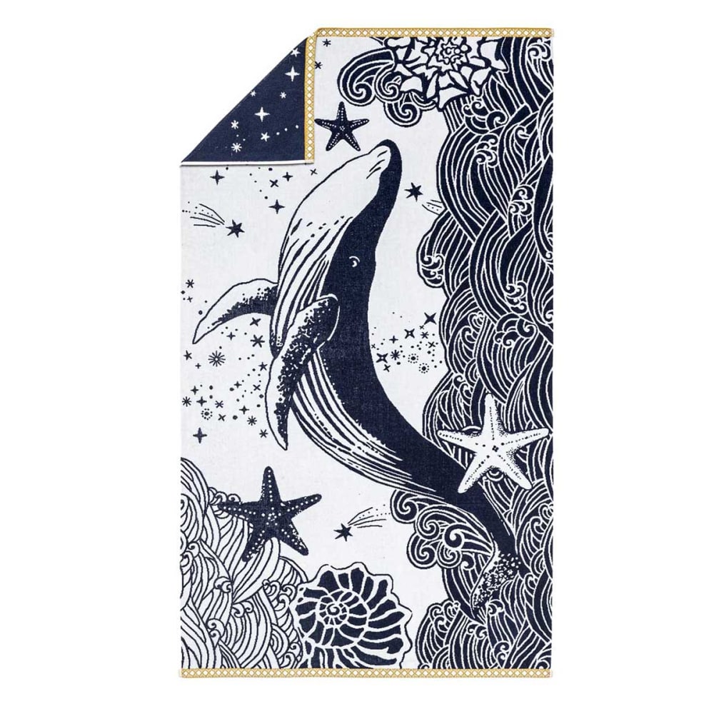 Drap de plage en coton bio bleu 100x180 - Maisons du Monde