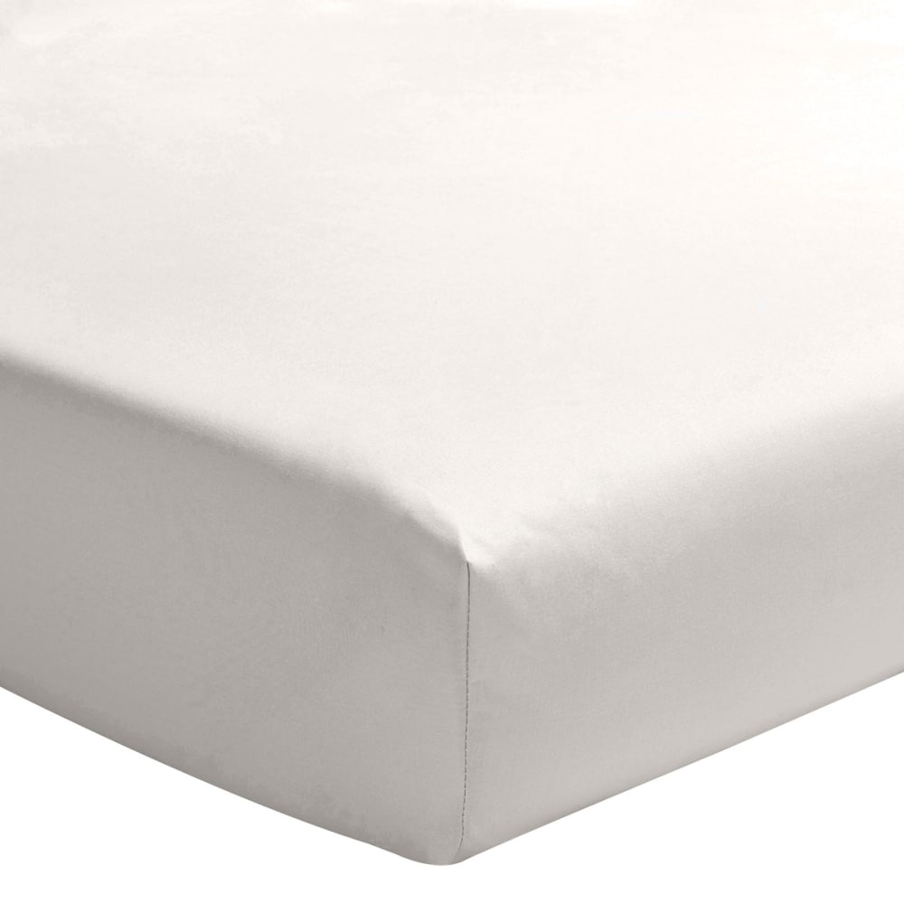 Drap housse en percale de coton blanc 140x200