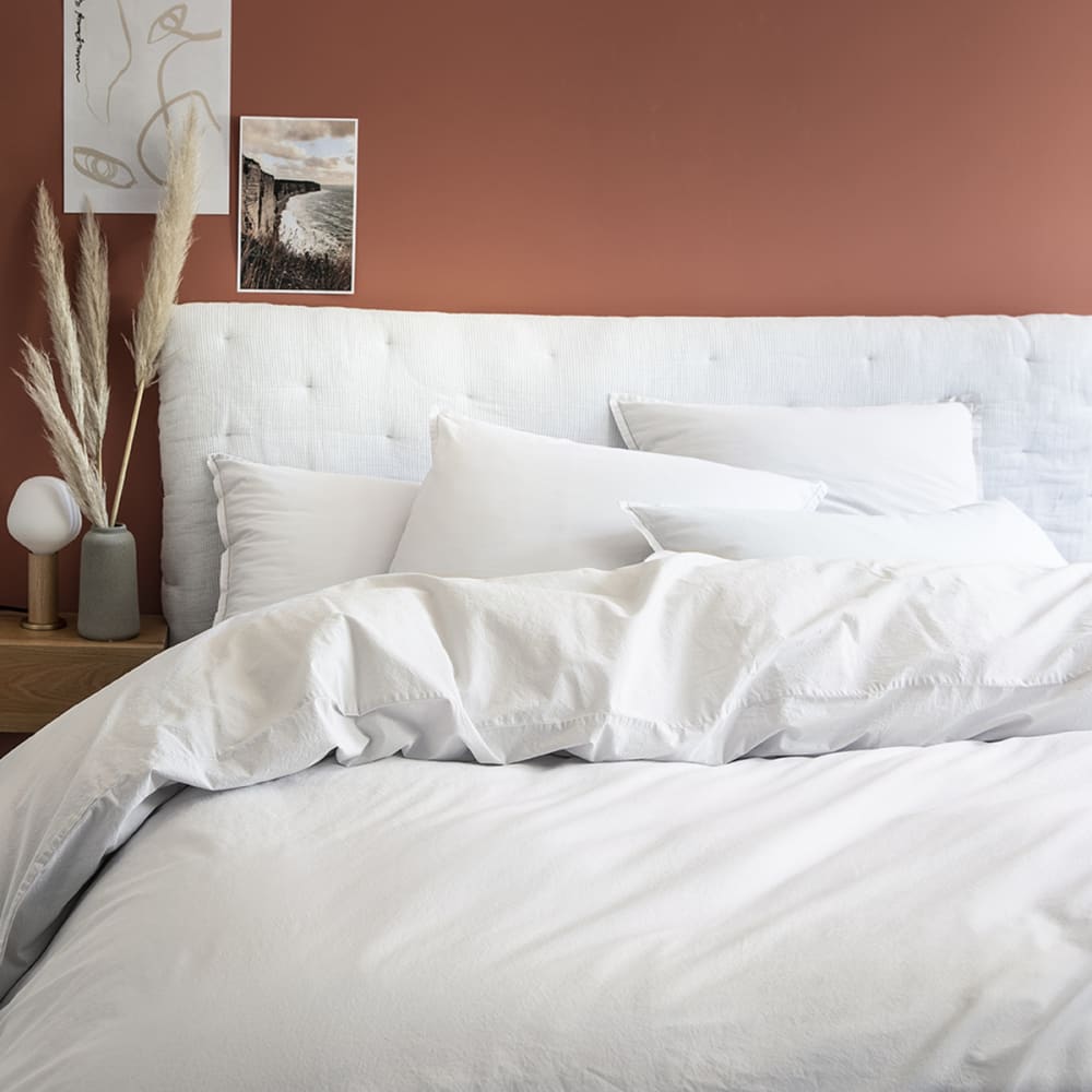 Drap housse en percale de coton blanc 140x200 — vue 3