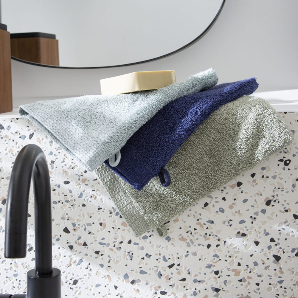 Gant de toilette en coton lagune 16x21 - Maisons du Monde