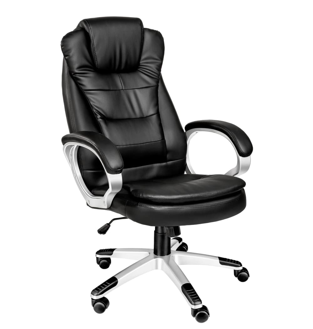 Fauteuil de bureau rotatif à 360° en cuir synthétique noir