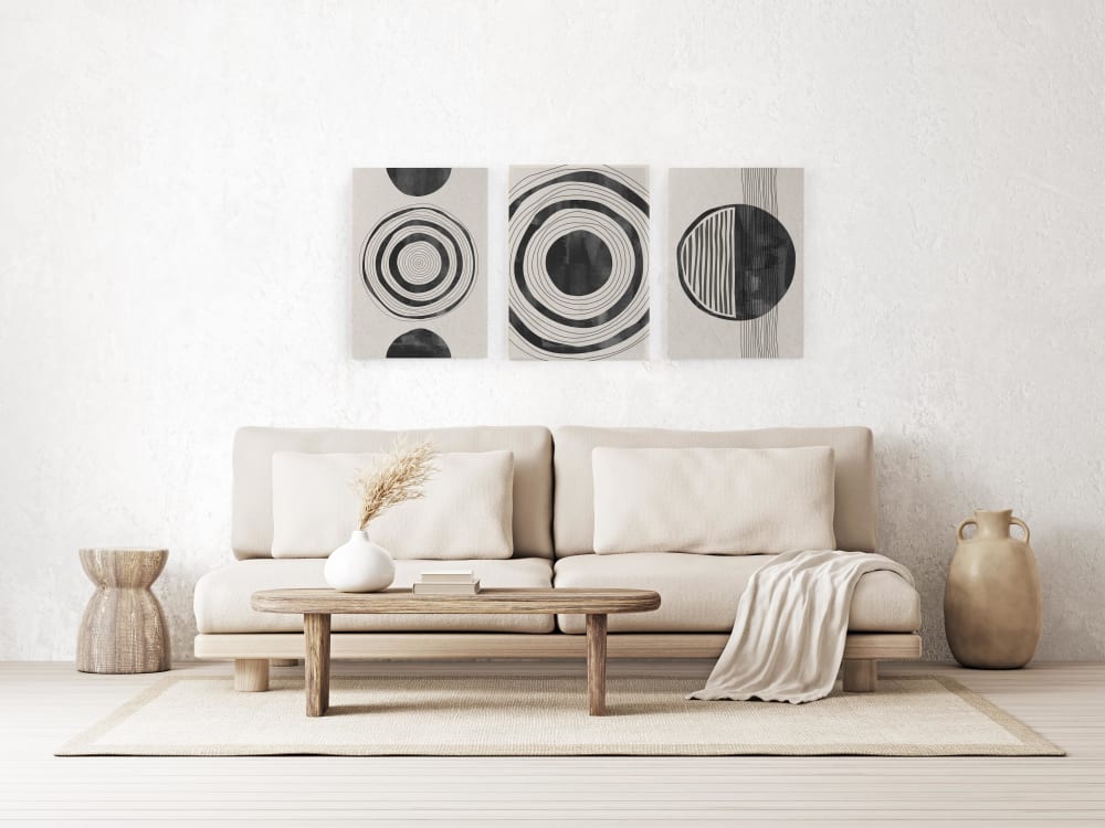 Set de 3 toiles 60x40 cercles abstraits