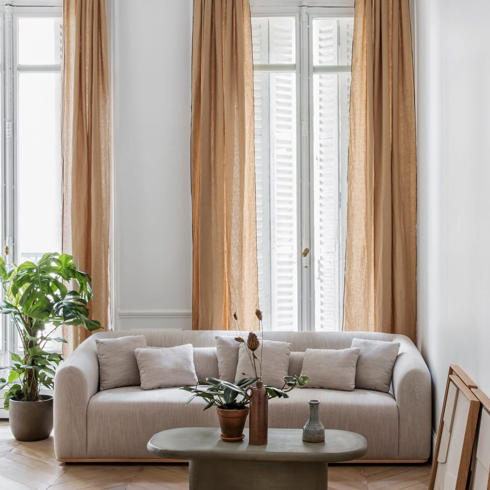 rideau en lin beige 200x280