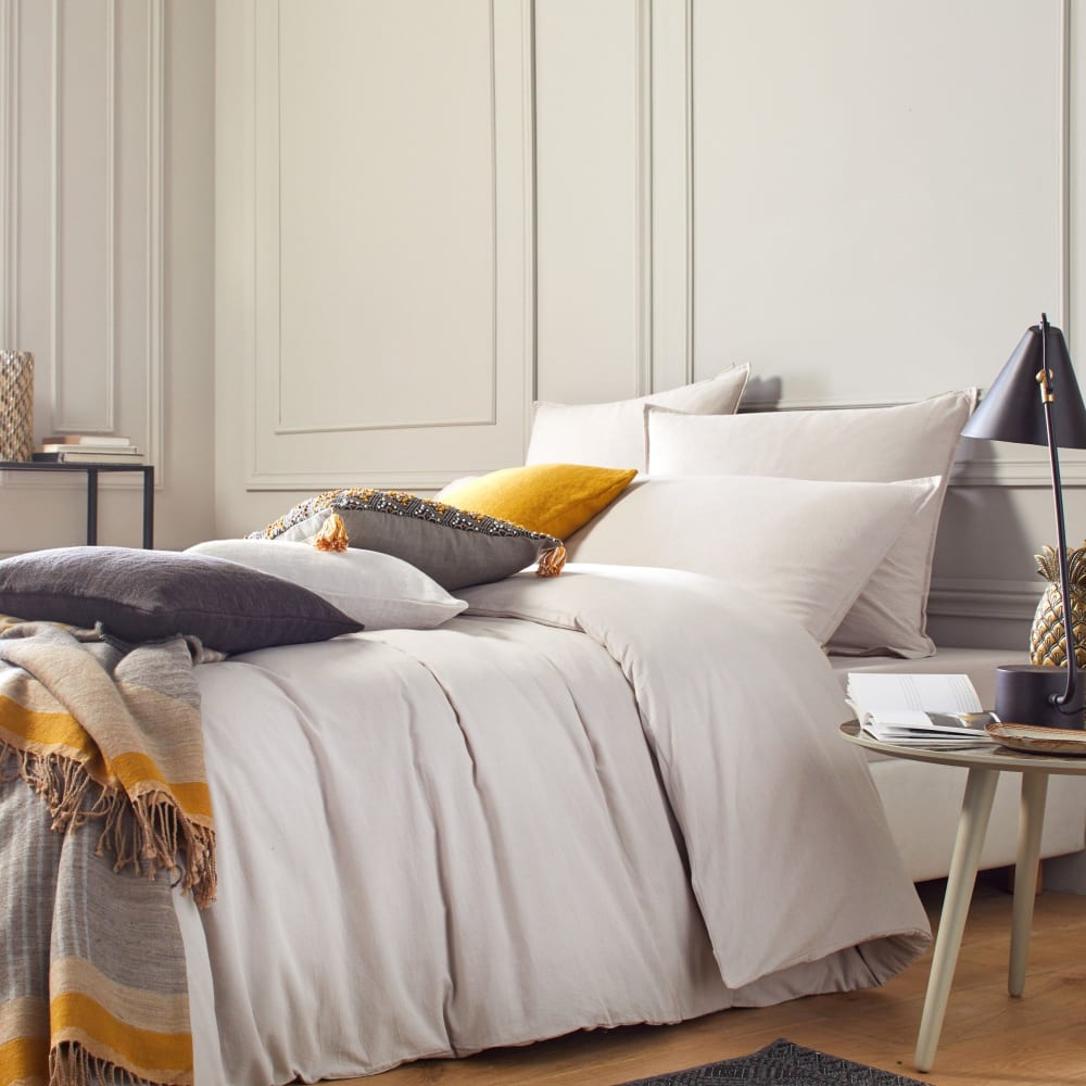 Housse de couette en coton beige 260x240 cm