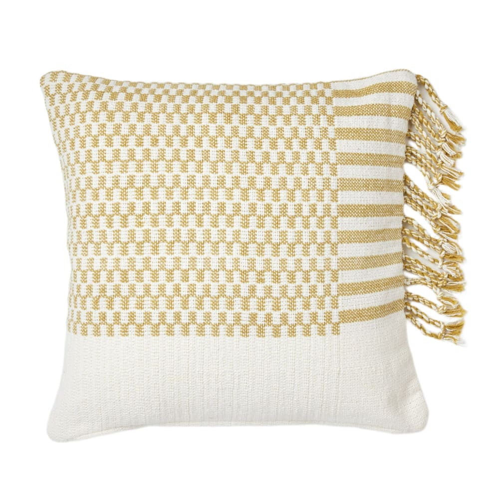 Madura Housse de coussin en coton jaune 40x40 cm style inspirations d'ailleurs