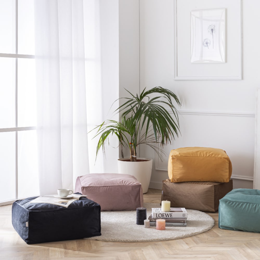 Pouf velours bronze 50x50x25 cm - Maisons du Monde