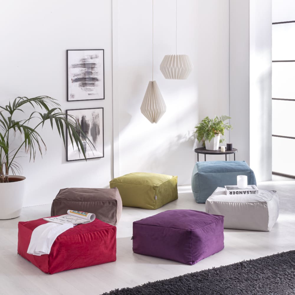 Pouf velours rubis 50x50x25 cm - Maisons du Monde