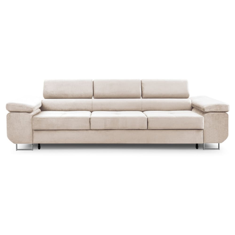 Canapé droit convertible 3 places en velours beige