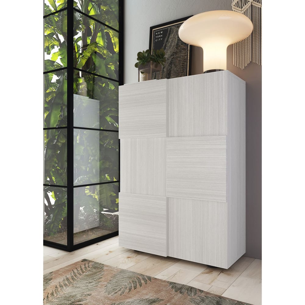 Meuble rangement 2 portes multifonctionnel - h116 cm - blanc et gris - Maisons du Monde