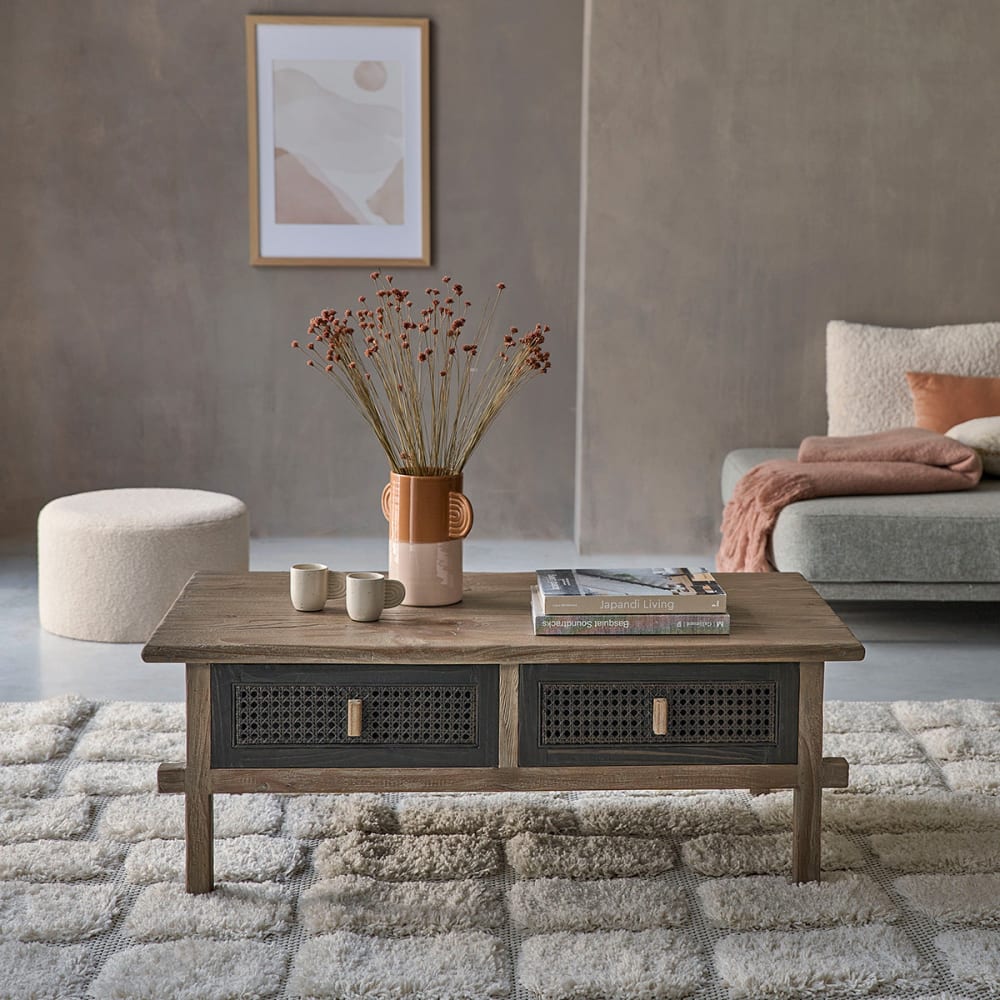 BERAH GETAH Rechteckiger Couchtisch aus massiver, recycelter Kiefer style modern Grau Holz