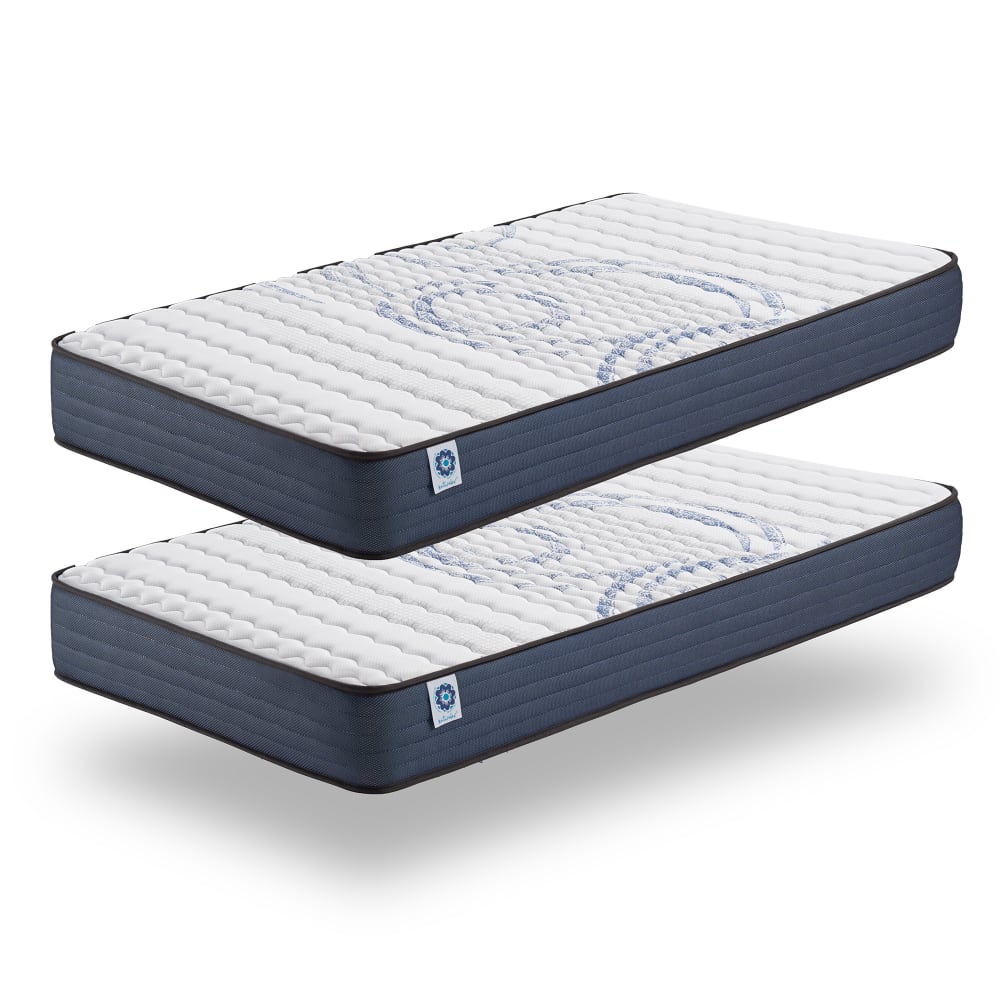 Naturalex 2er-Pack Matratzen 90x200 cm - Blue Latex - HR Schaum, Härtegrad H2 Weiß Öko-Tex Zertifikat Stoff