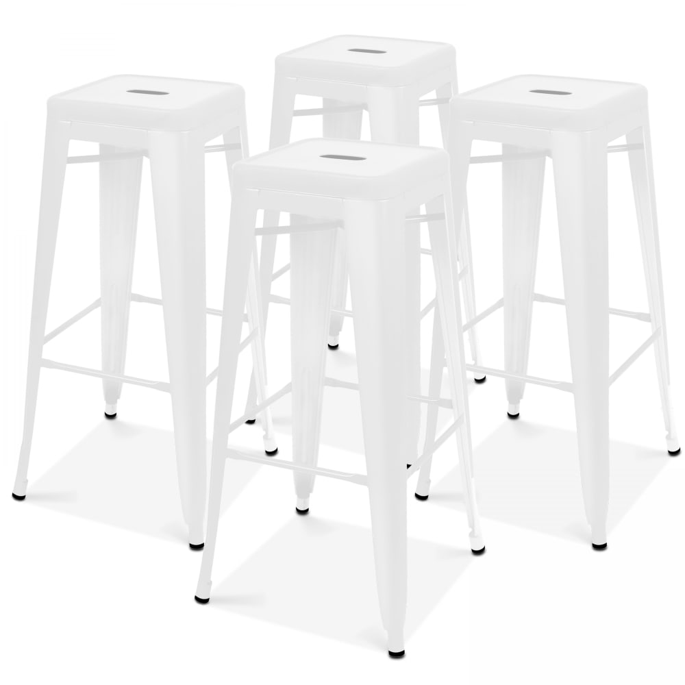 Lot 4 tabourets de bar en métal blanc mat