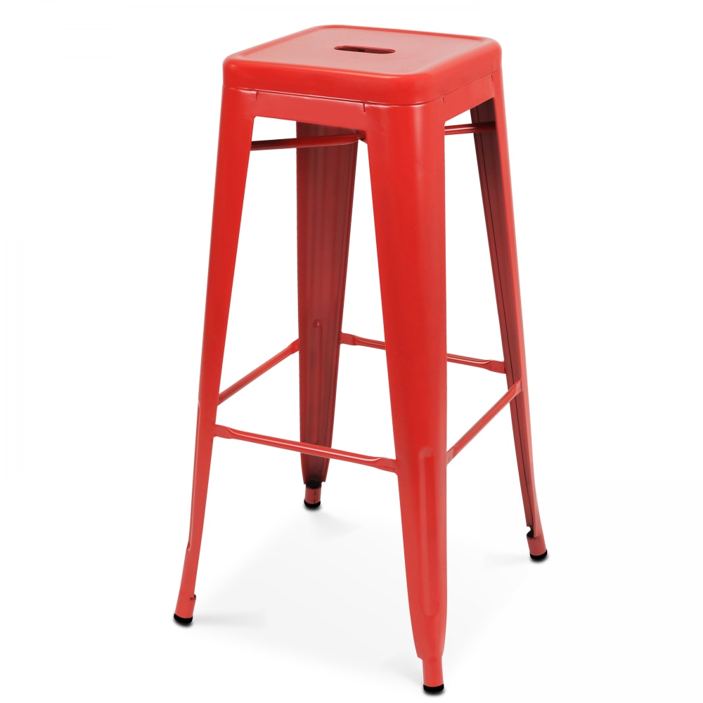 Lot 4 tabourets de bar en métal rouge mat - Maisons du Monde