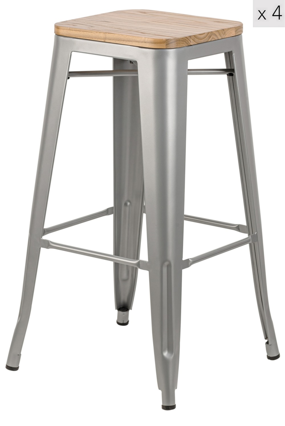 Lot de 4 tabourets de bar en métal et frêne naturel - Maisons du Monde
